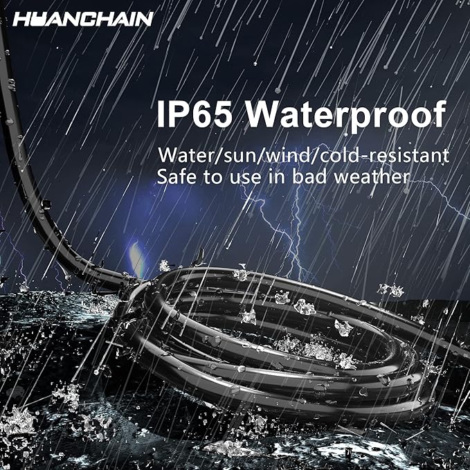 HUANCHAIN Indoor Outdoor Black Extension Cord 15 ft Waterproof, 16/3 Gauge Flexible Cold-Resistant Appliance Extension Cable Outside, 13A 1625W 16AWG SJTW, 3 Prong Electric Cord, ETL