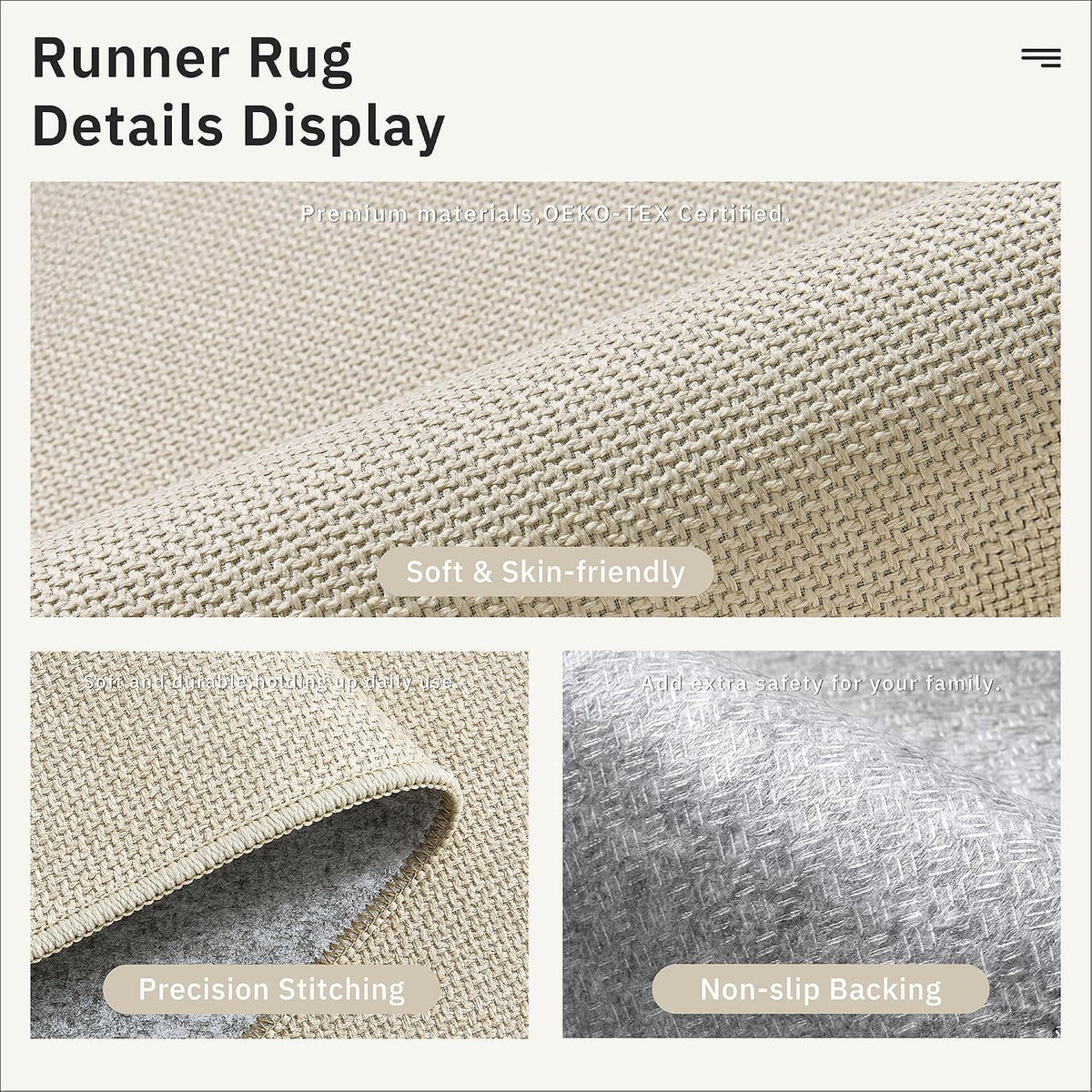 Soalmost 3x5 Washable Rug, Beige Non Slip Area Rugs for Entryway
