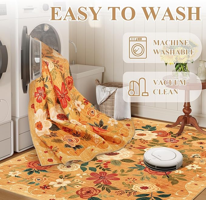 DUKINO 3x5 Area Rug, Floral Rugs