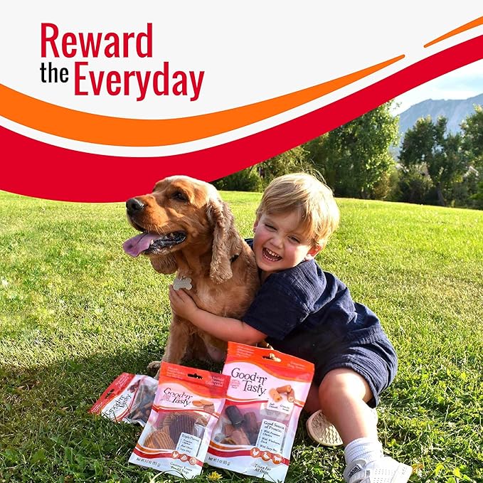 Good ‘n’ Tasty Pup Puffs, 8 Ounces, Low-Calorie Cheese Puff-Inspired Dog Treats, Flavored with Premium Chicken, Real Peanut Butter or Tasty Cheese, Light & Crispy Texture