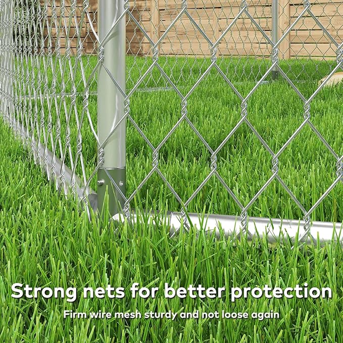 6.8x6.8 FT Large Outdoor Dog Kennel Outside with Heavy-Duty Steel Frame, Waterproof UV-Resistant Cover, Secure Lock, and Hexagonal Wire Fence