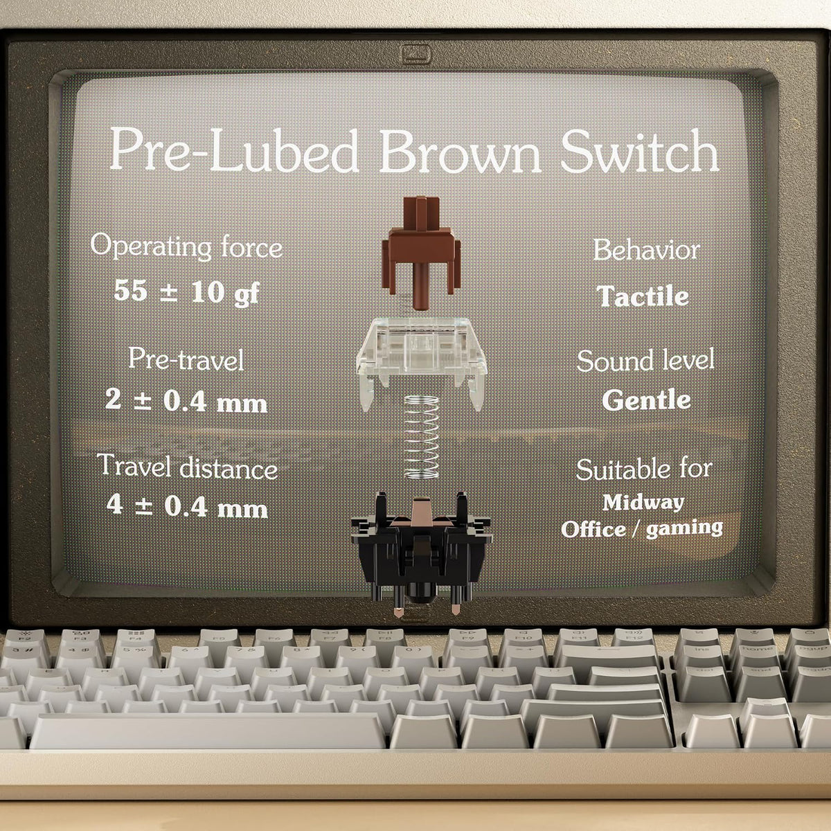 Keychron C2 Full Size Wired Mechanical Keyboard, Brown Switch, Retro