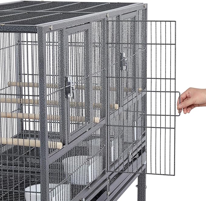 Topeakmart 4 Pack Divided Breeder Parakeet Canary Lovebird Finch Budgie Bird Cages W/Rolling Stand
