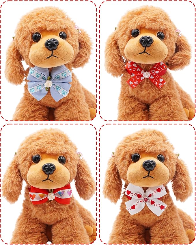 PET SHOW 50 Pack Valentines Day Adjustable Puppy Cats Small Dogs Bow Ties Collar for Holiday Party Bowties Neckties Pet Grooming Accessories Assorted Randomly