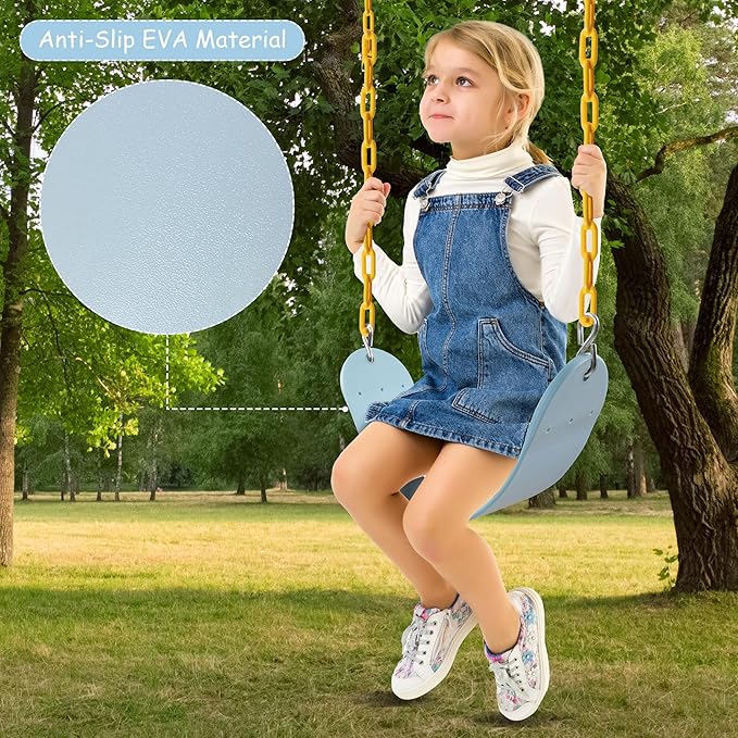 Sunnyglade 8PCS Swings Seats Heavy Duty with 66" Chain, Playground Swing Set Accessories Replacement with Snap Hooks, Support 250lb (8, Pastel Blue)