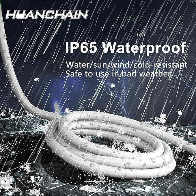 HUANCHAIN Indoor Outdoor White Extension Cord 10 ft Waterproof, 16/3 Gauge Flexible Cold-Resistant Appliance Extension Cord Outside, 13A 1625W 16AWG SJTW, 3 Prong Electric Cable, ETL