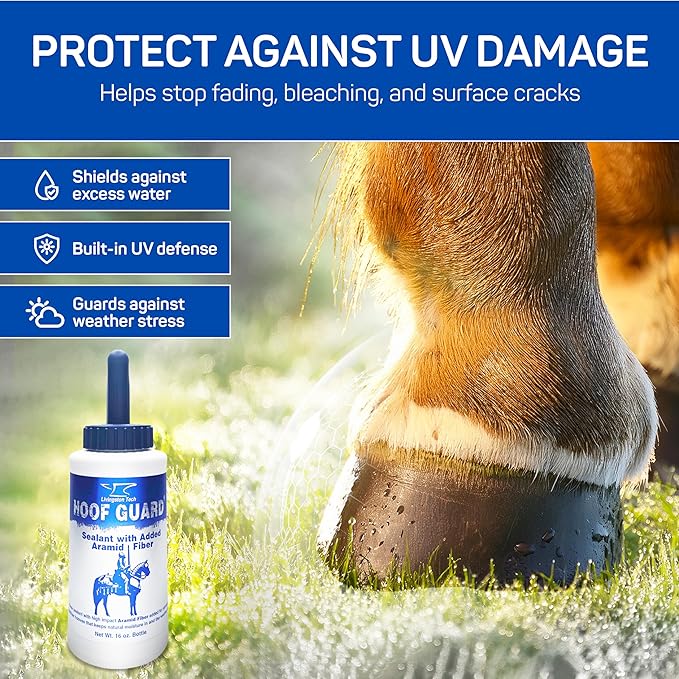 Fiber- Fortified Hoof Guard Sealant 16oz – Pro-Grade Formula Hoof Protector with Aramid for Stronger Hooves – Helps Fill Cracks & Lock in Moisture - Shields Against Thrush, UV Damage & Brittleness