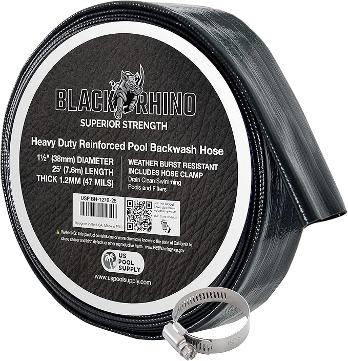 U.S. Pool Supply Pool Backwash Hose 1 1/2 Inch Diameter x 25 Feet