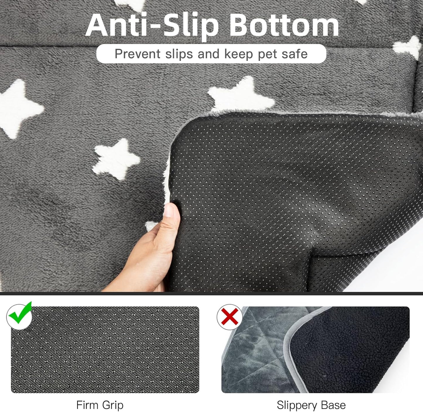 Mora Pets Dog Crate Pad Kennel Bed Crate Mat for Small Dogs Washable Cute Star Pet Bed for Dog Cage Ultra Soft Flat Puppy Cat Kitten Pillow Cushion for Sleeping Anti-Slip Grey 24 x 18