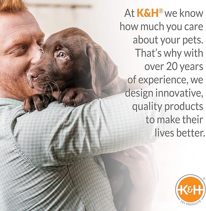 K&H Pet Products Heated Dog Bed Indoor, Thermo-Snuggly Sleeper with Removable Waterproof Heated Pad, Calming Pillow Pet Bed, Machine Washable, Safety Listed - Medium 26 X 20in Sage/Tan