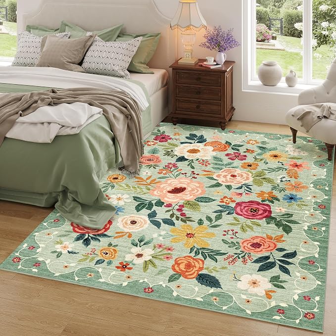 DUKINO 6x9 Area Rug, Floral Rugs