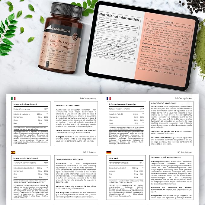 Double Strength Silica Complex – 6 Month Supply! (2000mg Horsetail Extract x 180 Tablets(2 Bottles of 90))