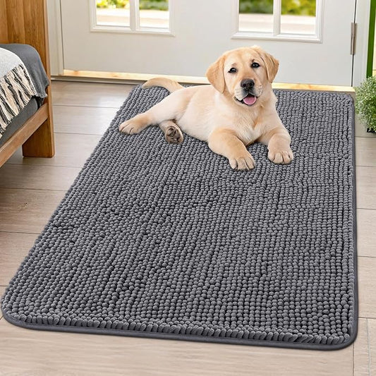 Smiry Dog Door Mat for Muddy Paws 40x32, Absorbent Dirt Trapper, Non-Slip