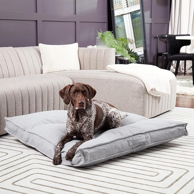 South Pine Porch Mila Square Tufted Pillow Style Dog Bed, Cement, Large (40" x 40")