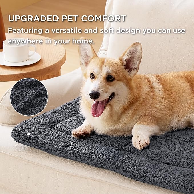 Bedsure Washable Dog Crate Bed for Large Dogs, Soft Foam Floor Pet Mat, Versatile Lightweight Pet Crate Pad for Cages