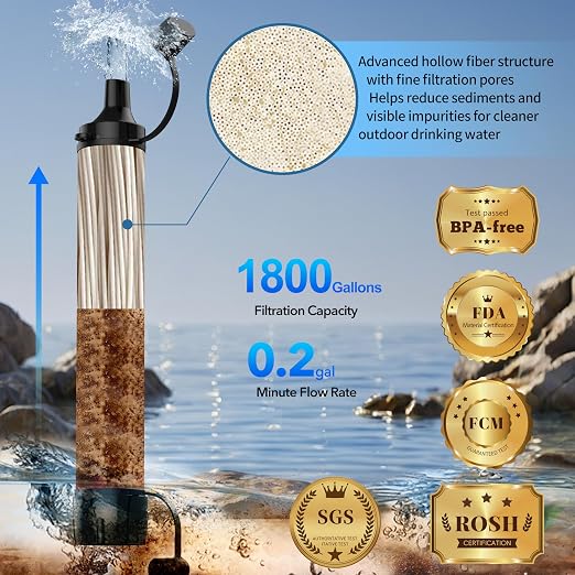 Emergency Water Filter Straw, Personal Survival Water Filtration System