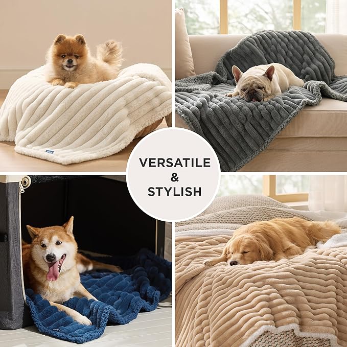 Bedsure ComfyFleece Orthopedic Dog Bed with Waterproof Dog Blanket for XL Dogs, Brown