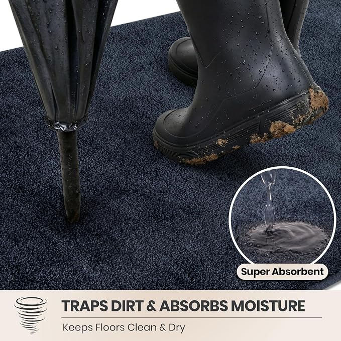 PURRUGS Dirt Trapping Door Mat 31.5" x 70", Non-Slip Machine Washable Entryway