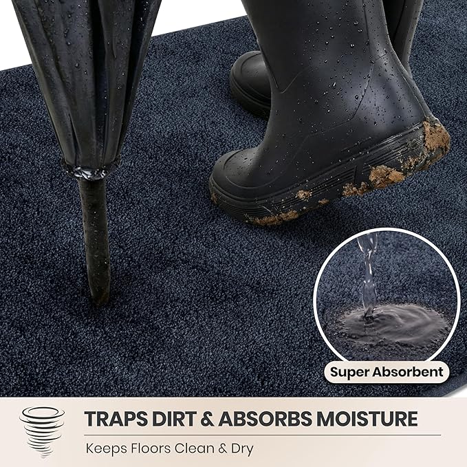 PURRUGS Dirt Trapping Door Mat 31.5" x 47", Non-Slip Machine Washable Entryway
