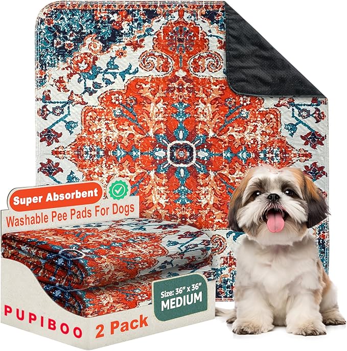 PUPIBOO Washable Pee Pads for Dogs & Cats - 72x72 - Super Absorbent Reusable Puppy Training