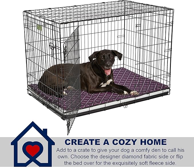 MidWest Homes for Pets Quiet Time Couture Paxton Pet Bed in Plum Fleece with Pillow Cover, Plum, 48"
