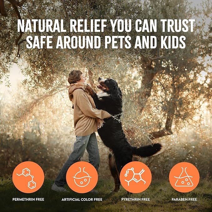 TropiClean Flea and Tick Bite Relief Treatment Spray for Dogs & Cats, Advanced Care Itch Relief Spray, Made in USA, 8oz