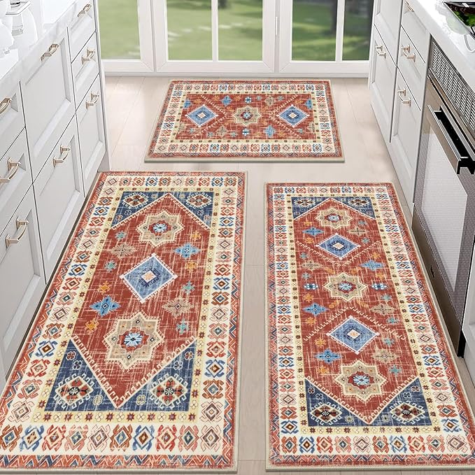 HEBE Boho Kitchen Rug Sets 3 Piece