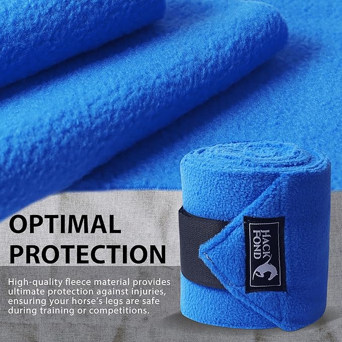 Horse Polo Leg Wraps, 5' Long Fleece Polo Wraps for Horses Set of 4, Horse Leg Bandages Stable Supplies Equestrian Boots Horse Leg Protection Champion Blue