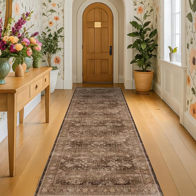 Boho Washable 2x8 Long Rugs for Hallway, Non Skid Front Door Runner Indoor