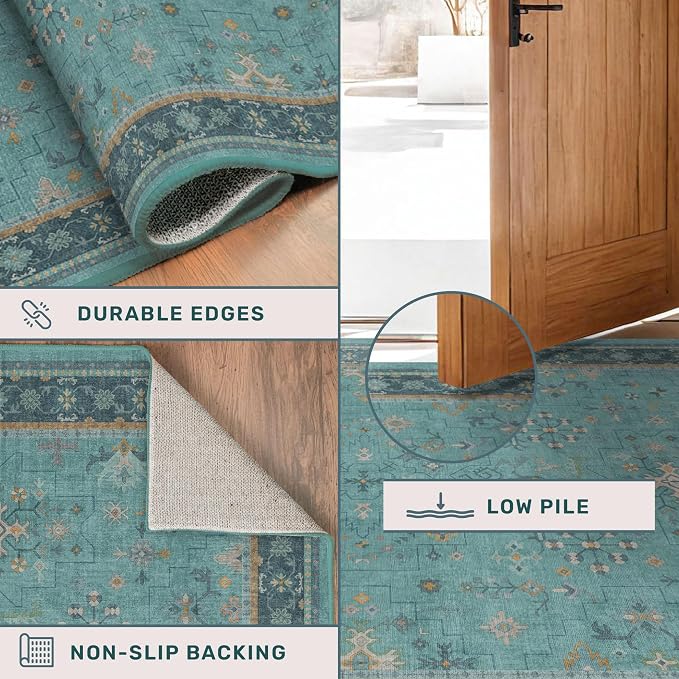 3x4 Teal Rugs for Entryway Indoor