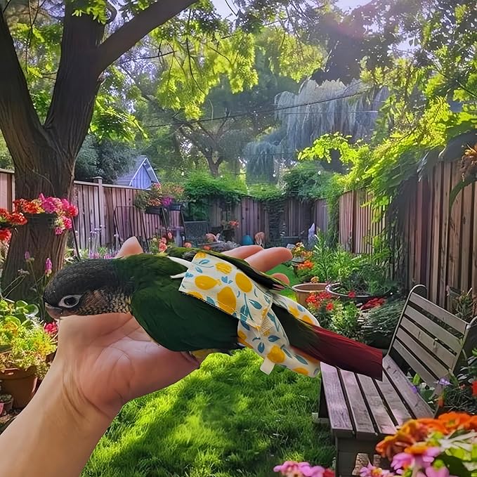 5 Pcs Bird Diapers Bird Harness Flight Suits Diapers Reusable Parrot Nappy with Waterproof Inner Layer Washable Cute Urine Wet Suit for Cockatiel Conure Budgie Macaw Parakeet Lovebird,S
