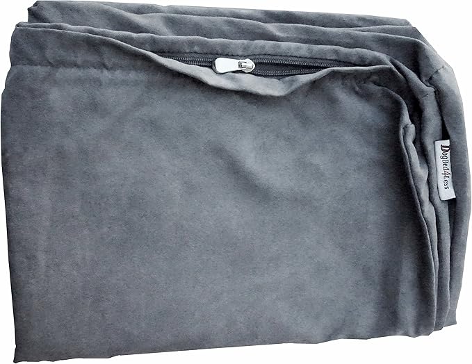 Dogbed4less Memory Foam Dog Bed for Medium Large Dogs with Orthopedic Comfort, Waterproof Liner and Grey Washable Pet Bed Cover 40X35 Pillow