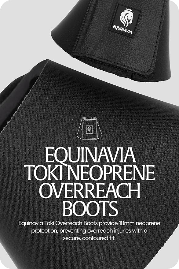 Equinavia Toki Bell Boots for Horses | Neoprene Overreach Boots - Black - XL