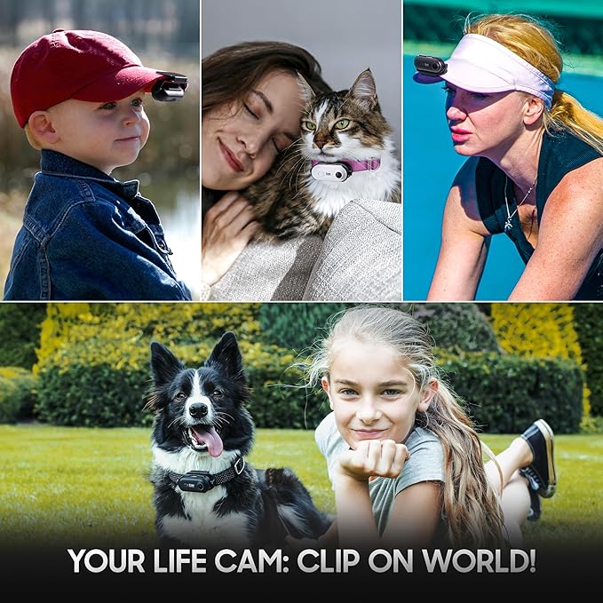 4K UHD Cat& Dog Pet Camera Collar, Video Recorder with Phone App Live View, Outdoor & Indoor POV Action Cam for Kitty and Big Cats(Black - Pink Waterproof Collar - S, 128g)