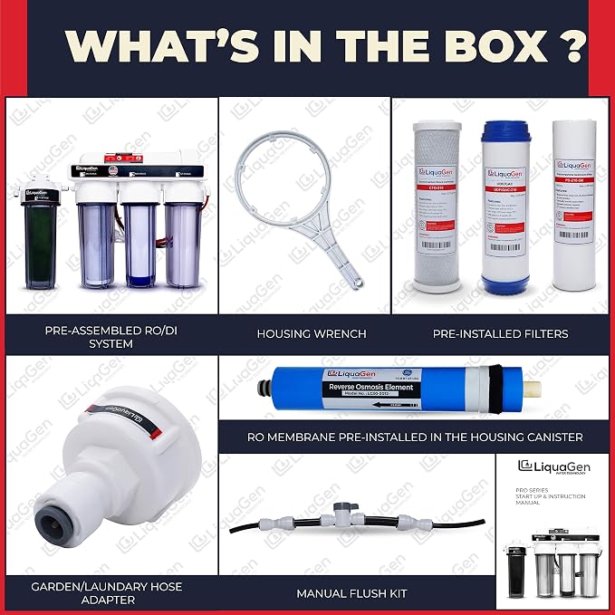 LiquaGen- Super Flow Reverse Osmosis & Deionization Water Filtration System-
