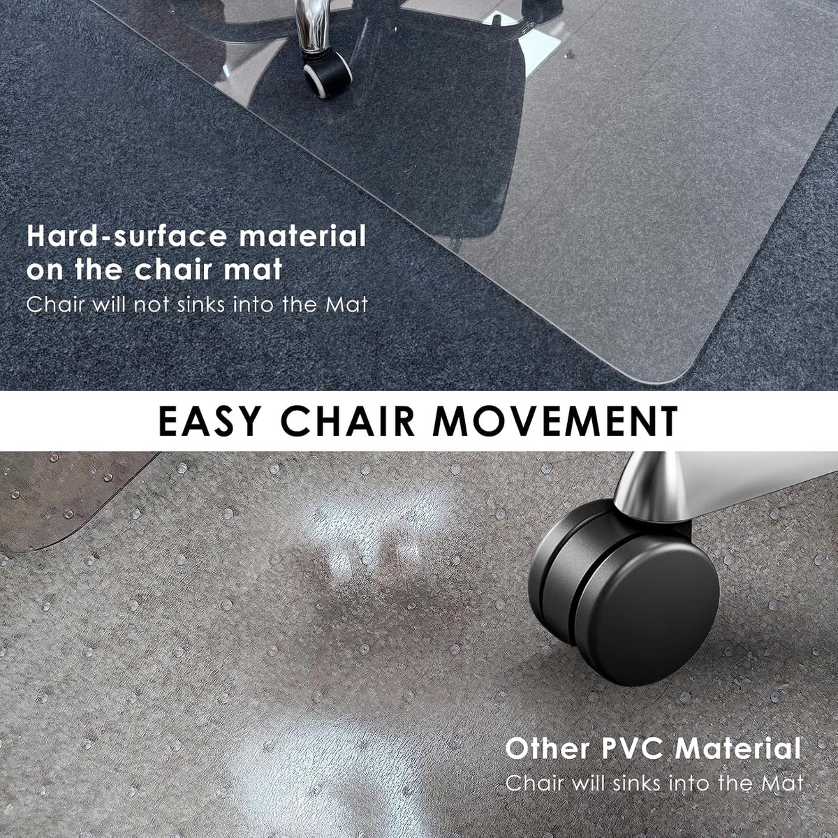 Kuyal 1/5" Thick Office Chair Mat, Heavy Duty Hard Computer Chair Mat,