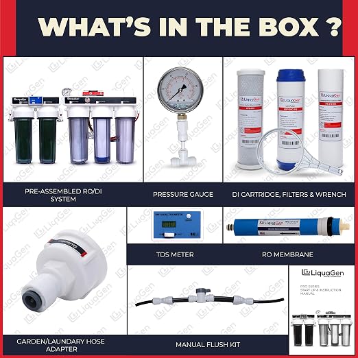 LiquaGen- Aquarium Reef Reverse Osmosis Deionization Water Filter System + TDS