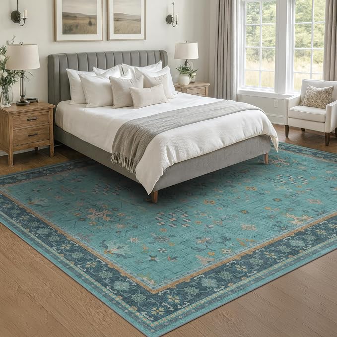 Boho 8x10 Large Teal Green Rugs