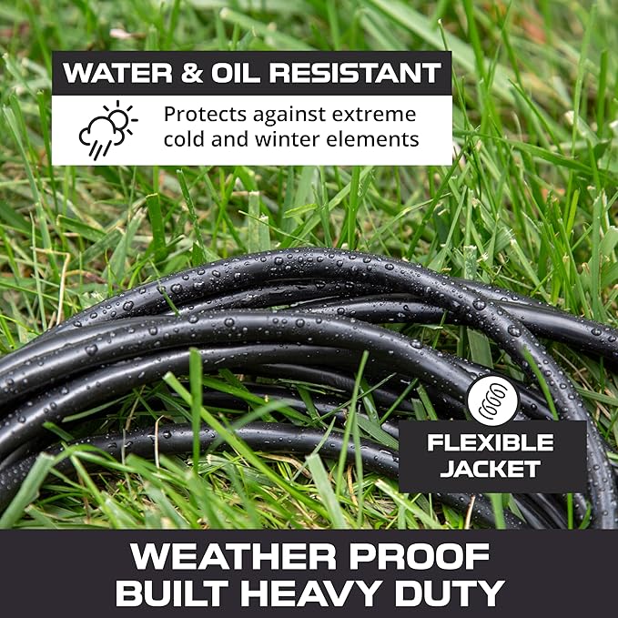 Iron Forge Cable 12 Gauge Outdoor Extension Cord 100 Ft, SJTOW 12/3 Heavy Duty Extension Cord 3 Prong, Oil Resistant & Flame Retardant - Lighted End