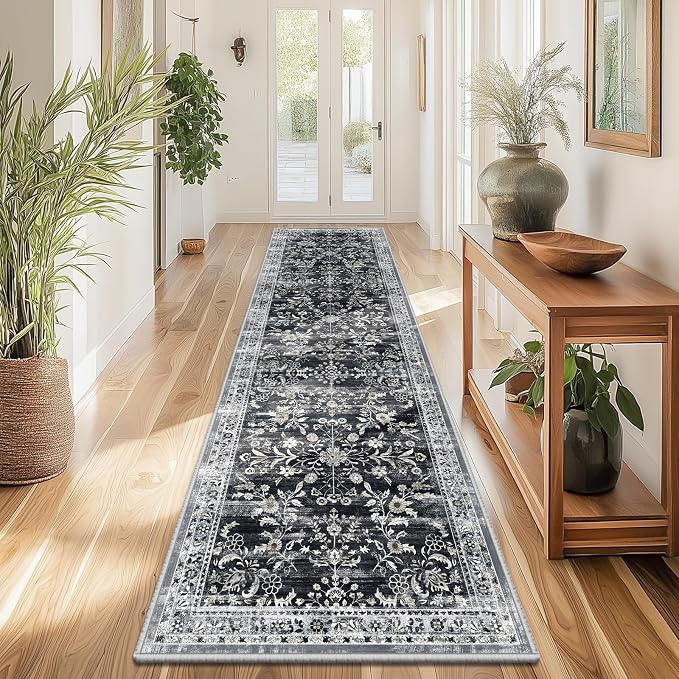 Yamaziot Washable Runner Rug 2x8 – Non Slip Boho Floral Hallway Runner Rug