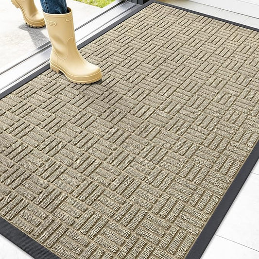 OLANLY Front Door Mat Outside Entrance 47x32, Heavy Duty Sturdy Natural Rubber