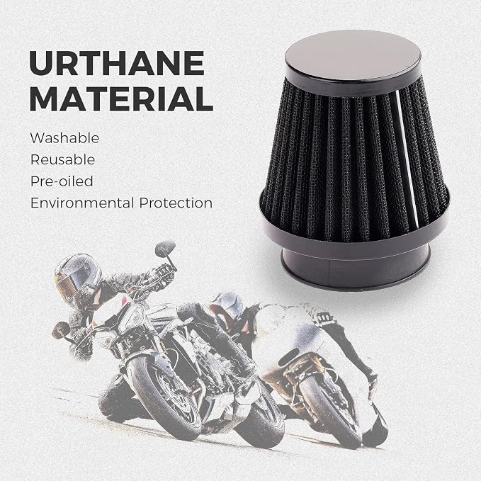 Mtsooning 48mm Motorcycle Air Filter, Clamp-on Intake Pod Cleaner Filter