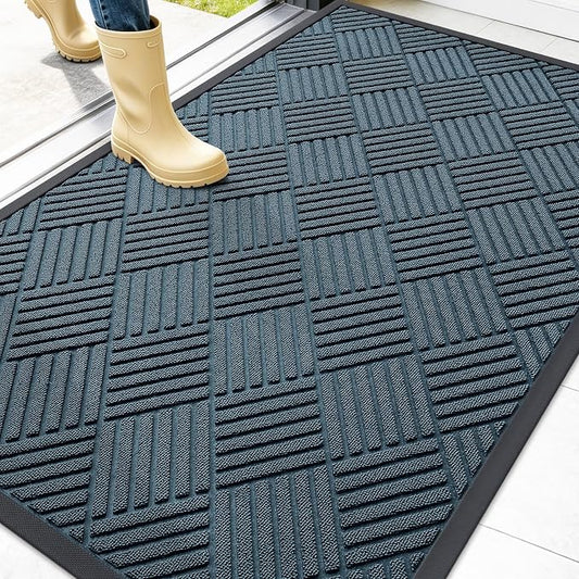 OLANLY Front Door Mat Outside Entrance 47x32, Heavy Duty Sturdy Natural Rubber