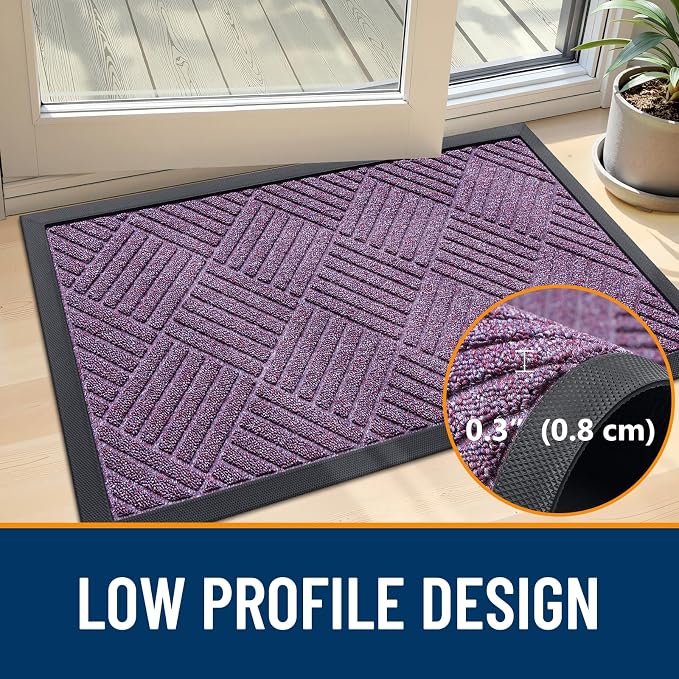 OLANLY Front Door Mat Outside Entrance 35x23, Heavy Duty Sturdy Natural Rubber