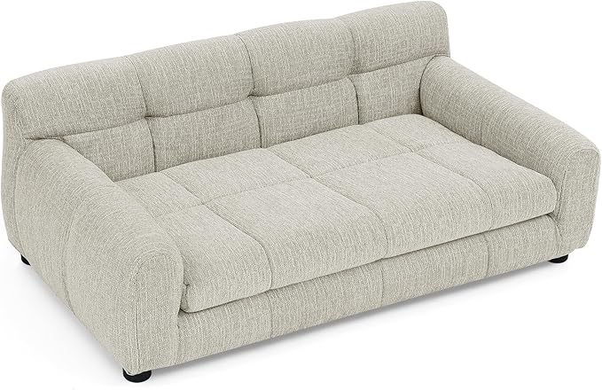 Soft and Comfortable Dog Couch Bed,Elevated Large Dog Sofa with Backrest and Armrestsmodern Rectangular pet Sofas,pet Furniture. Dry Cleanable Fabric Furniture for Medium and Large Dogs (Beige)