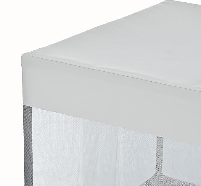 Outdoor Elevated Dog Bed with Curtain Canopy, Durable PE Wicker Pet Bed for Dogs and Cats, Patio Pet Furniture with Washable Cushion, Raised Pet Enclosure for Garden, Backyard & Indoor Use