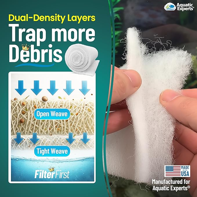 Aquatic Experts Aquarium Filter Floss for Fish Tank Filters - FilterFirst Aquarium Filter Pad - Media Roll for Crystal Clear Water, 3/4" - 1" Thick (24 Inch Wide, 72 Inch Long)