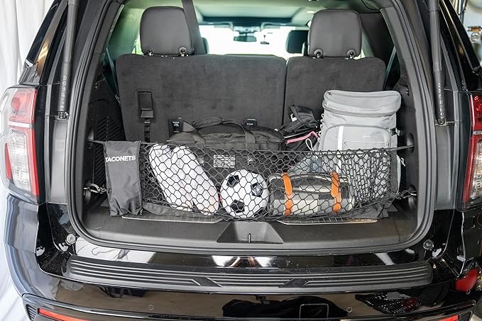 Envelope Cargo Net for Suburban | Tahoe | Yukon/XL | Escalade/ESV - Fits 2015-2025 - Upgraded 5mm Bungee - Integrated Storage Bag - Heavy Duty Hooks - Designed in USA