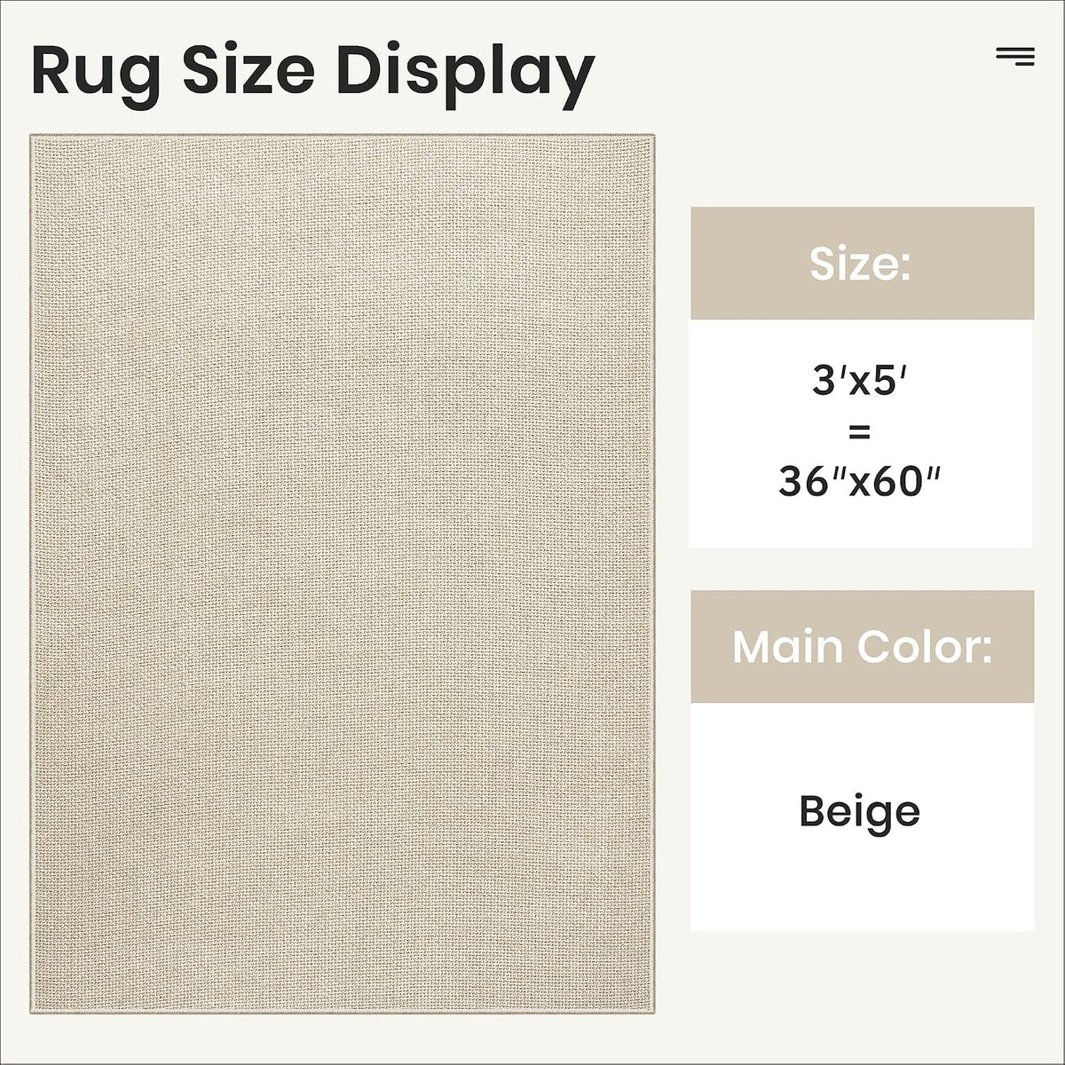 Soalmost 3x5 Washable Rug, Beige Non Slip Area Rugs for Entryway