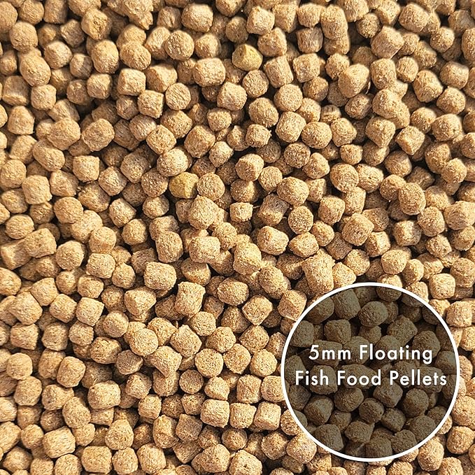 HALF OFF PONDS Show & Grow Koi Fish Food - 50 lb Floating Pellets, 5mm Size - Goldfish Food for Ponds - 35% Protein with Beta Carotene & Vitamins - Enhances Color Vibrancy & Body Definition